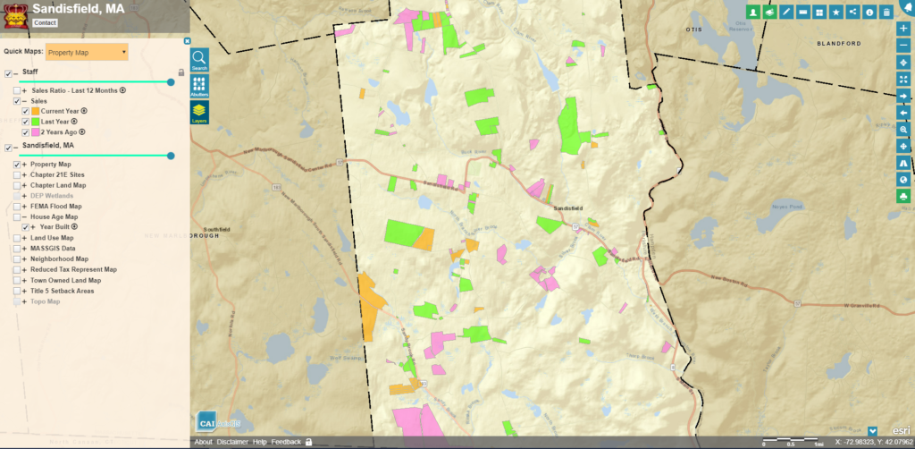 Sandisfield, MA AxisGIS Assessing Dynamic Map Layers and Editor